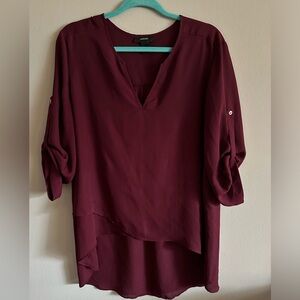 Maroon Tunic Top with Envelope Hem